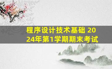 程序设计技术基础 2024年第1学期期末考试